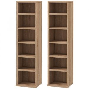 Homcom Lot de 2 étagères colonnes rangement max. 204 CD chêne