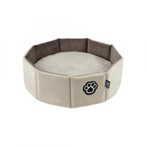 Love Story, Panier Rond Polyester D48 x H16 cm Patchy Noisette/Beige