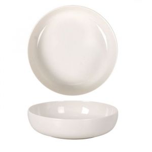 Visiodirect Lot de 12 plats rondes FURY creuses, assiettes &agrave; soupe p&acirc;tes desserts en porcelaine blanc - diam&egrave;tre 18 x hauteur 4,5 cm -
