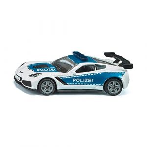 Siku 1525 Voiture De Police Chevrolet Corvette Zr1 Jouet De Police Métal Plastique Bleu Blanc Capot Ouvrable