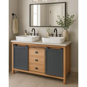 Industryal - Meuble salle de bain en teck massif