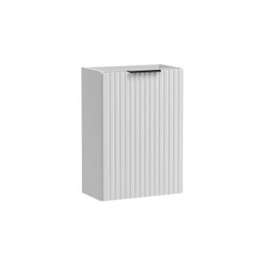 Meuble de rangement salle de bain NOXERA &ndash; Avec panier &agrave; linge &ndash; Coloris blanc mat &ndash; 40 cm &ndash; &Agrave; suspendre