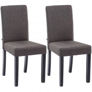 CLP Lot de 2 Chaises de salle à manger Ina en Tissu avec Dossier Haut et Pieds en Bois, Gris foncé-Noir
