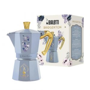Bialetti Moka Express Bridgerton 6 tasses, Poignée antibrûlure, Ne convient pas à l’induction, 6 tasses (270ml), Aluminium