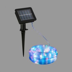 Briloner Ruban LED RVB solaire 10 m, lumière colorée, guirlande lumineuse solaire d'extérieur avec 2 modes d'éclairage, tube LED extérieur, ruban LED solaire, transparent