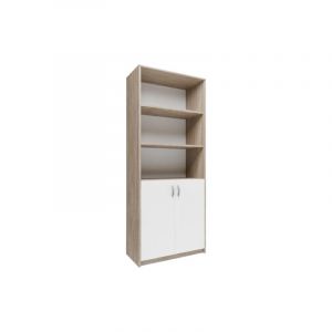 Meuble de rangement 2 porte et 3 étagères Corps Sonoma - Bibliothèque Style contemporain - 74 x 35 x 180 cm