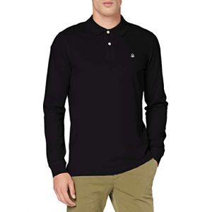 Benetton Polo À Manches Longues, taille S, Noir, Homme