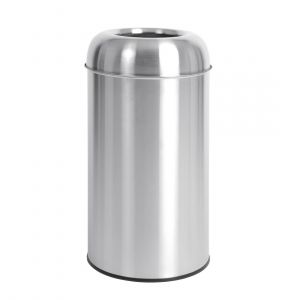 Bolero Poubelle Dome en Inox Ouverte - 40L - Argent / Inox