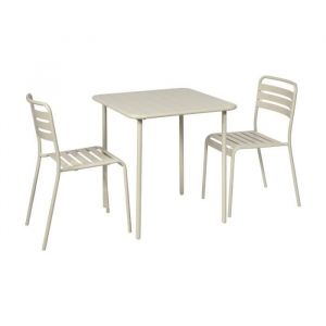 Sweeek Table de jardin métal beige Amélia avec 2 chaises