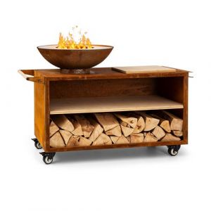 Blumfeldt Bras&eacute;ro Savage 2.0 Wide avec planche &agrave; d&eacute;couper en bambou et protection contre les intemp&eacute;ries - brun