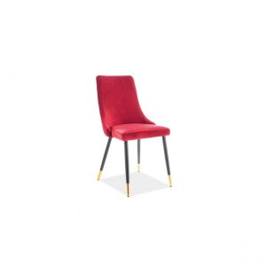 Image de AC-D&eacute;co Chaise en velours - Piano - L 45 cm x l 44 cm x H 92 cm - Rouge