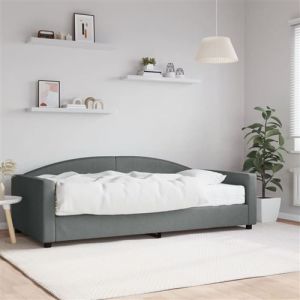 VidaXL Lit de Jour avec Matelas, Canapé-lit, Lit d'Invité, Meuble de Chambre à Coucher Salle de Séjour, Moderne, Gris Foncé 100x200 cm Tissu