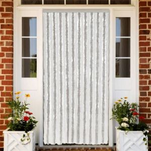 VidaXL Rideau anti mouches gris clair et blanc 90x200 cm chenille