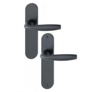 Hoppe Poign&eacute;es sur plaques bec-de-cane - noir mat - EA 165 mm - New York