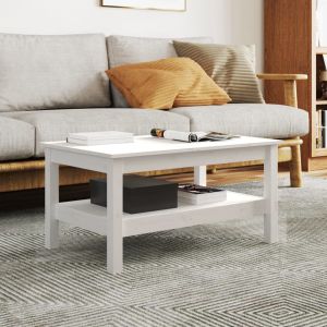 Image de VidaXL Table basse Blanc 80x50x40 cm Bois massif de pin - Blanc