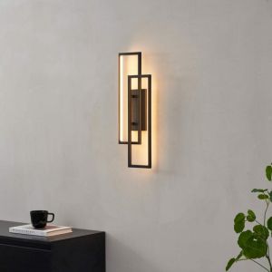 Kosilum Applique double rectangle noir 50 cm éclairage indirect - Torello