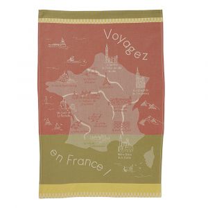 Coucke Torchon imprimé en jacquard de coton marron 50x75