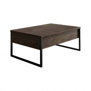 Table basse Dgiagnon, Table basse, Porte-revues pour canapé, Etagère de salon, 90x60h40 cm, Noyer et Noir - Dmora