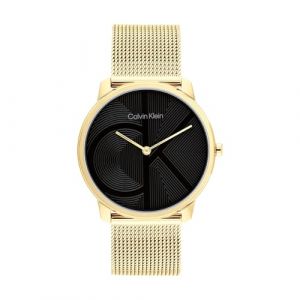 Calvin Klein Montre À Mouvement Quartz Deux Aiguilles pour Femme Collection Iconic avec Bracelet Milanais en Acier Inoxydable de Couleur Dorée - 25300016