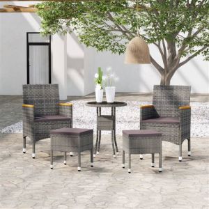 VidaXL Salon de jardin 5 pcs Résine tressée Gris