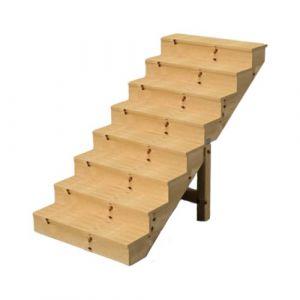 Image de BERLIN Escalier extérieur bois 7 marches H 122cm L-120cm - avec contre marche