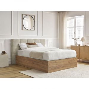 Bobochic Lit coffre KUMO tissu bouclette 160x200 Beige