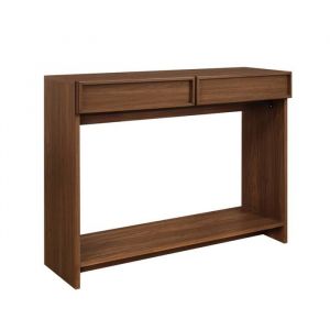 Console effet bois noyer 2 tiroirs et étagère - L 100 x P 33 x H 78cm - Kuba