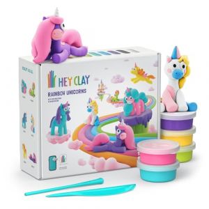 HEY CLAY – 15 boîtes de pâte à modeler | Activité manuelle pour enfants | Argile autodurcissante | Jouet fille et garçon 3-7 ans | Loisirs créatifs