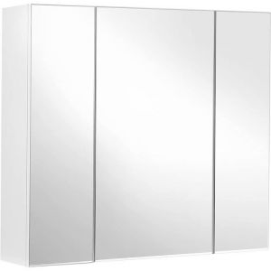 Armoire murale avec miroir 3 portes effet bois blanc