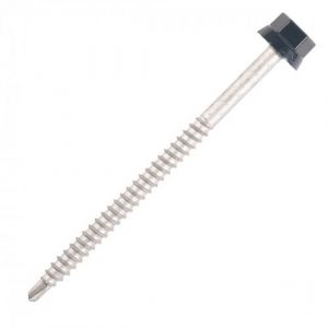 Scell-it Vis bac acier sommet nervuré Support métal ZED - Ø6.3 x 125 mm - TH12 - Gris alu blanc RAL9006 - Sachet de 100 - ZTZ-63125-9006