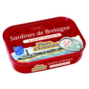 Phare d'Eckm&uuml;l Sardines au Piment d'Espelette Bio 135 g - Lot de 3