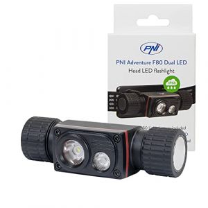PNI Lampe frontale Adventure F80 Dual LED, 1000 lm, 6W, 2200 mAh, IP68