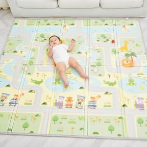 Tapis déveil pliable réversible et imperméable - 180x150x1cm Tapis de jeu enfant en mousse - ROAD SUPERBE BEBE