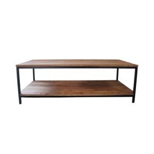 Table basse en métal noir mat et double plateau en manguier Brooke - Noir