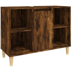 Helloshop26 - Meuble d'évier sous lavabo salle de bain 80 x 33 x 60 cm bois d'ingénierie marron