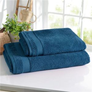 Lot de 2 gants de toilette en coton éponge ATLANTIQUE Bleu pacifique