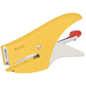 Leitz Pince Agrafeuse, Capacit&eacute; 15 Feuilles, Chargement par l'Arri&egrave;re, Pack d'Agrafes P1 (N&deg;8) Inclus, Jaune, 56440019