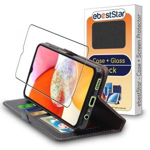 EbestStar Pour Samsung Galaxy A14, A14 5G - Etui Portefeuille PU Cuir + Film protection &eacute;cran en VERRE Tremp&eacute;, Noir