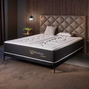 Matelas 140x190 cm - Privilège - Matelas Ressorts Ensachés Hybrid, Mousse mémoire hr, Blue Latex, Équilibré, Réversible, Très épais 30 cm - Blanc