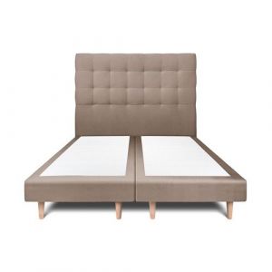 Lit avec t&ecirc;te de lit capitonnee velours et sommier tapissier Bleu - Hauteur totale : 29cm