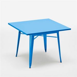 Table industrielle 80x80 de bar et restaurant en acier de style Tolix Dynamite AHD Amazing Home Design en bleu