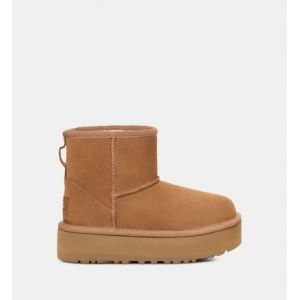 UGG. Bottines en cuir K Classic Mini Platform marron UGG