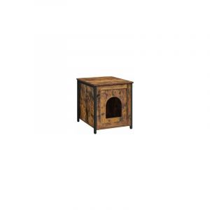 Costway Maison De Toilette Pour Chats Avec Porte 50x53x55cm Meuble À Litière Avec Cadre En Métal Et Pieds Réglables Style Industriel