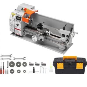 Tour à Métaux 7'' x 16''-Duoku-Tour d'établi de Précision 800W-Vitesse Variable 150-2500 RPM, Mandrin à 3 Mâchoires 3.9'' Boîte