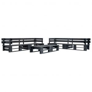 VidaXL Canapés de jardin palette 6 pcs Noir Bois