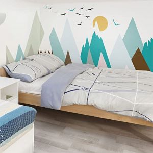 Ambiance Stickers muraux enfants - D&eacute;coration chambre b&eacute;b&eacute; - Autocollant Sticker mural g&eacute;ant enfant montagnes scandinaves oyenka - 60x90cm