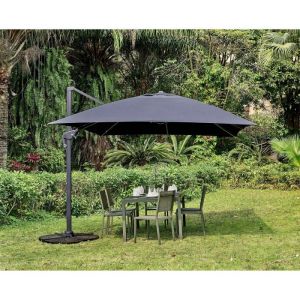 Image de Parasol déporté rectangulaire - 3 x 4 m - Rotatif à 360° - Inclinaison latérale - Gris