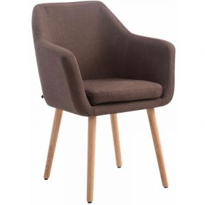 CLP Chaise De Salle A Manger Retro Utrecht en Tissu I Rembourr&eacute;e I Chaise Design Scandinave avec Accoudoirs Et Dossier Marron, Natur