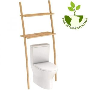 Image de Organize Étagere WC - Meuble dessus de toilettes - Etagere murale en bambou - 66 x 25 x 173 cm - 100 % naturel