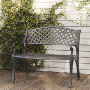 VidaXL Banc de jardin 102 cm Aluminium coulé Noir